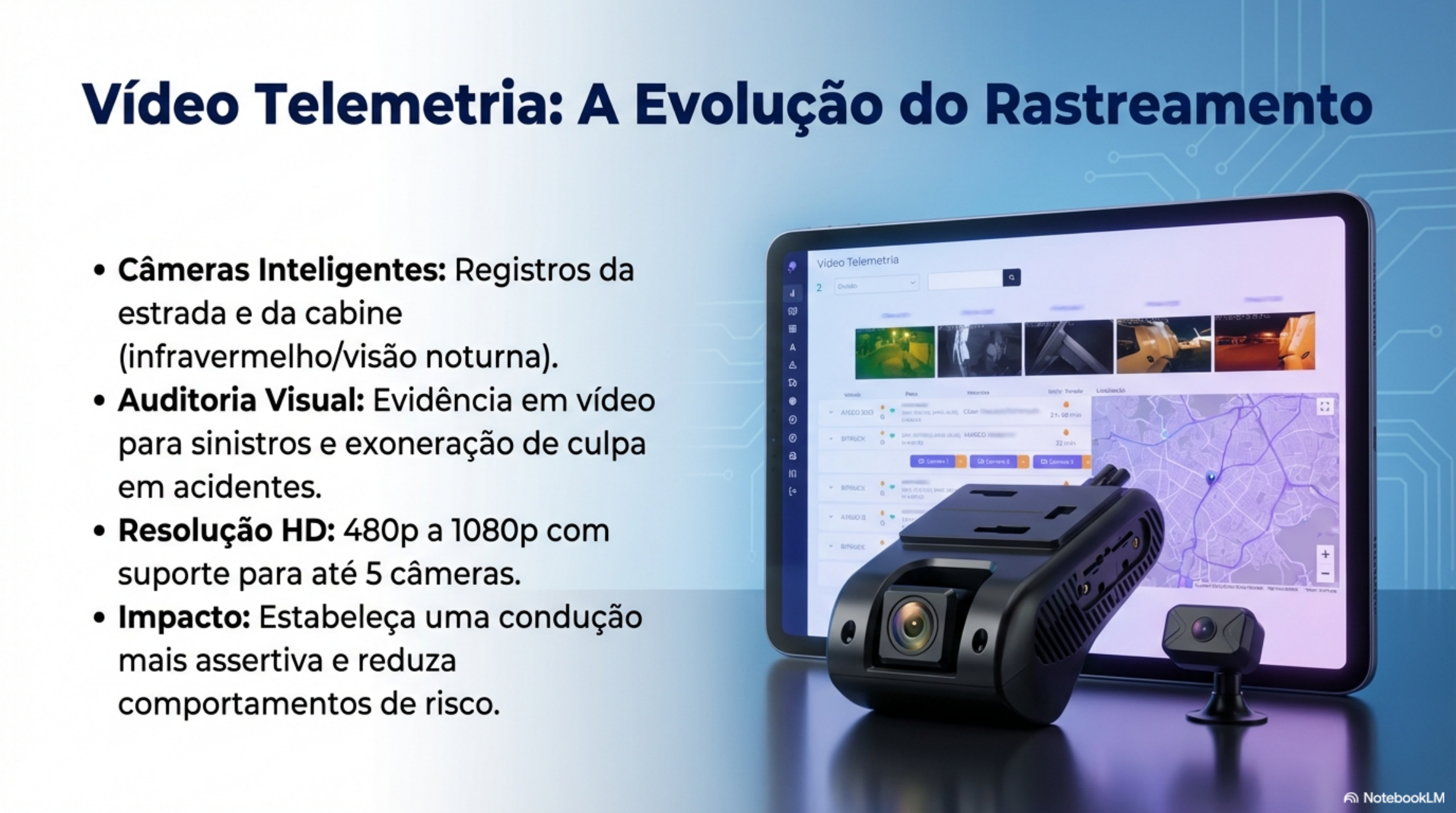 Tela da plataforma Route para visualização de câmeras da frota